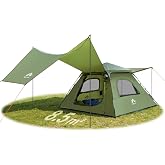 Night Cat 3-Person Camping Tent: Waterproof Instant Cabin Tent with Canopy Tarp for Family, 2-in-1 Canopy Tent with Porch Easy Setup