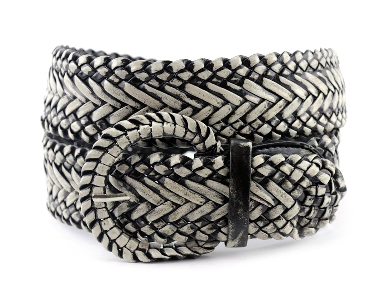 Women's Fashion  Woven Braid Faux Leather Metallic Wide Belt 15