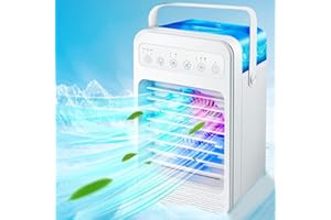 PANZERR Portable Air Conditioners, Evaporative Air Cooler Humidifier with 4 Speeds 7 Colors Light, 2/4/6H Timing Personal Air Conditioner Fan, Portable Room Air Conditioners Quiet Air Cooler for Room Office