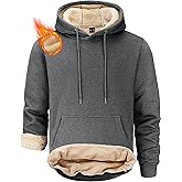 STICKON Men's Fleece Hoodies Warm Pullover Drawstring Hooded Sweatshirts Simple Casual Basics Thick Hoodie