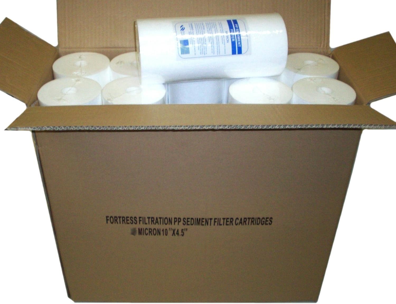 Fortress Filtration Qty(12) Sediment 5 Micron 10" x 4.5" Water Filters RO/Cartridges/Big Blue/WVO Bulk Pack Case/Wholesale Pricing