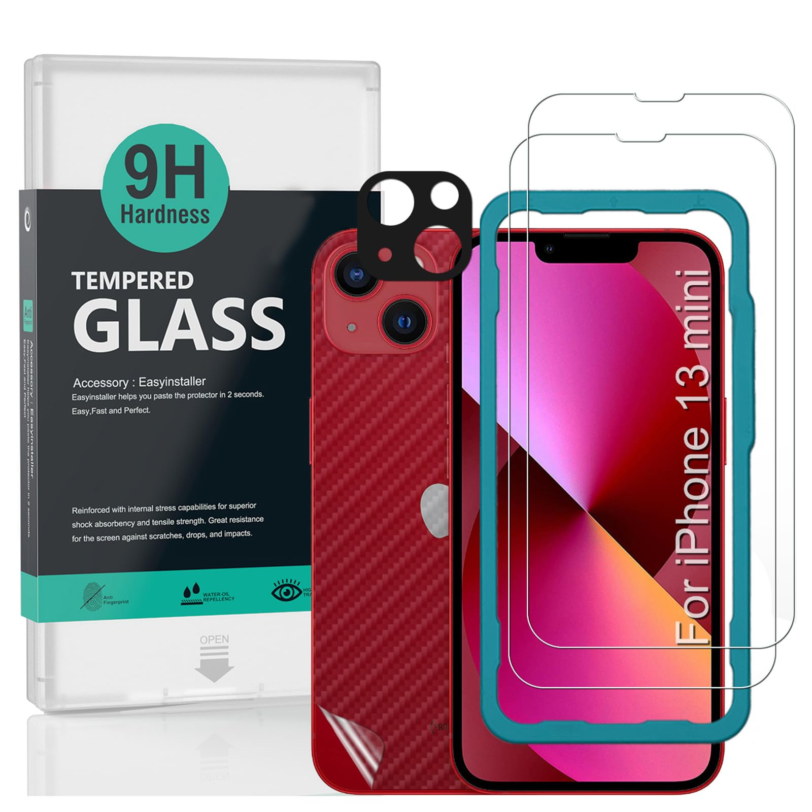 Ibywind Screen Protector For iPhone 13 Mini 5.4"[2 Pack],9H Hardness Tempered Glass,With 1Pc Camera Lens Protector,Easy to Install