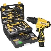 CRESOLVIA Tool Kit Box Drill Set with 12V Power Cordless Drill 299-Piece Tool Kit for Home Tool Set Storage Case with Drawer General Household Drill Set for Home Mechanics Repairs Men &amp; Women, DIY
