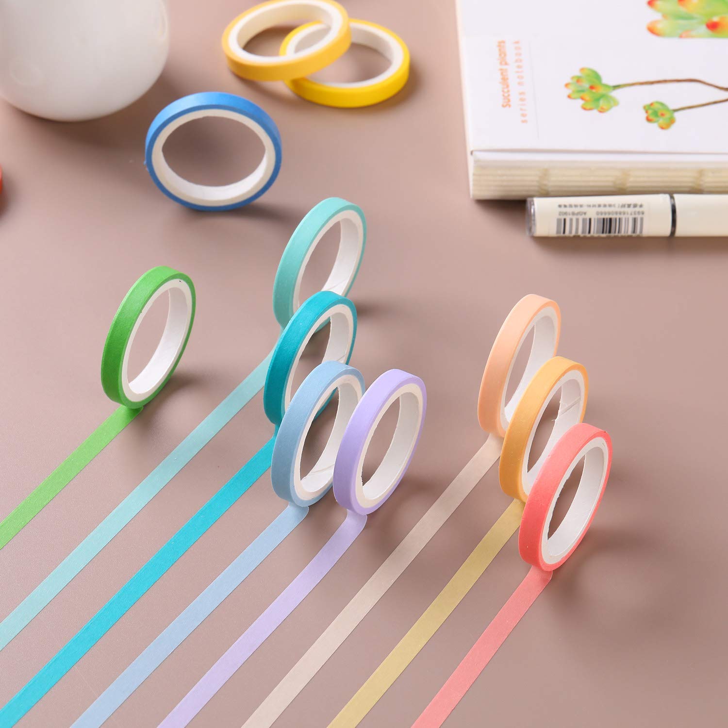 Washi Masking Tape Set 60 Rolls 5mm (0.2 inch) Wide Decorative Craft Tape Collection for Scrapbook DIY Crafts Gift Wrapping Planners