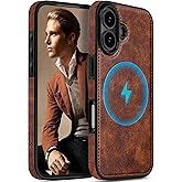 LOHASIC for iPhone 17 Leather Case Compatible with MagSafe, Slim Luxury PU Non-Slip Grip Rugged Bumper Shockproof Protective Cover Men Women Phone Case for iPhone 17 6.3" 2025 - Brown