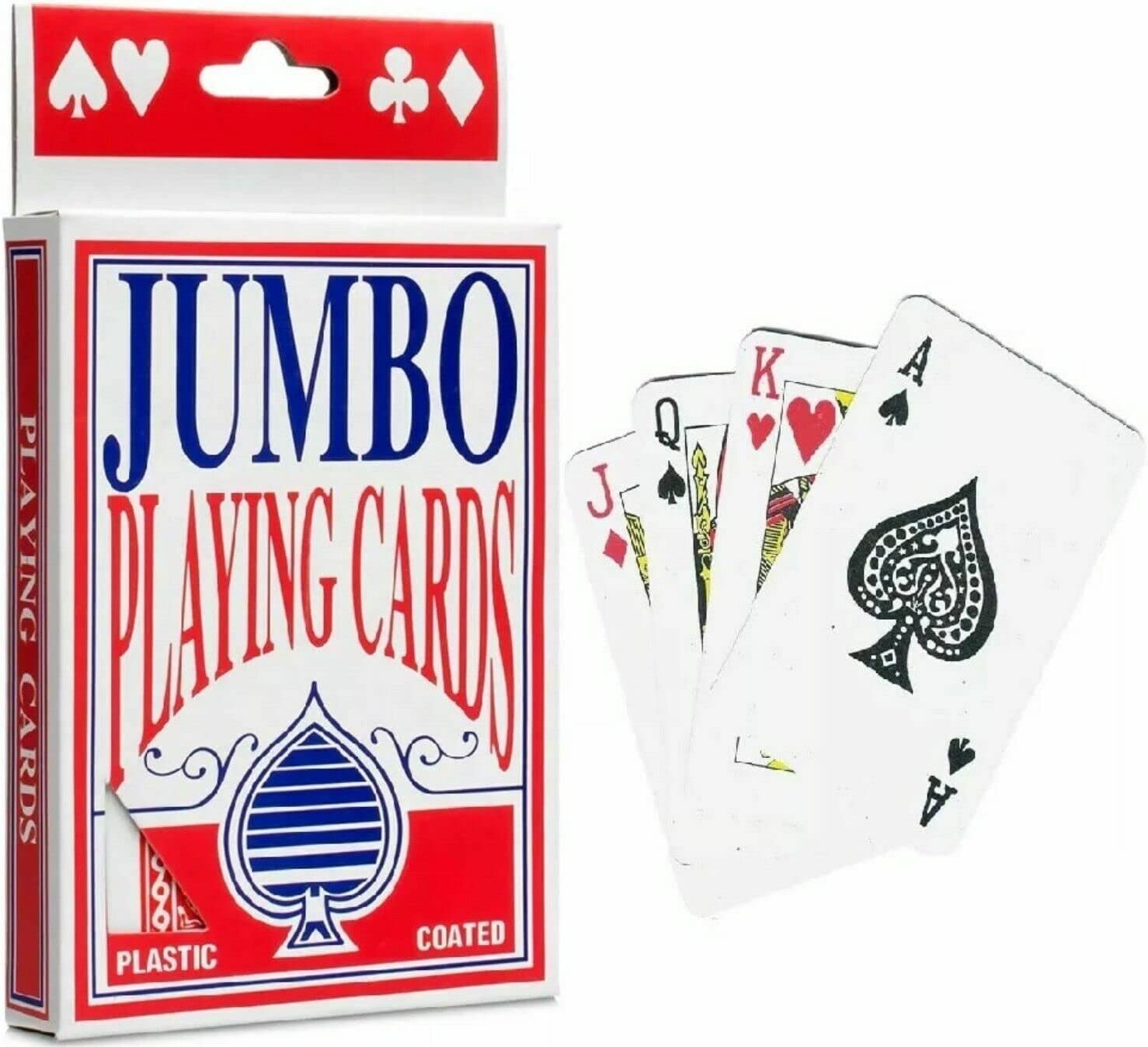 2 UR DOOR Jumbo Large Playing Cards Deck for 52 Game, Family Party, Poker Nights, Indoor, Outdoor, Garden, BBQ and Xmas- Plastic Coated Giant Card (12 x 8.50 x 0.1 CM)