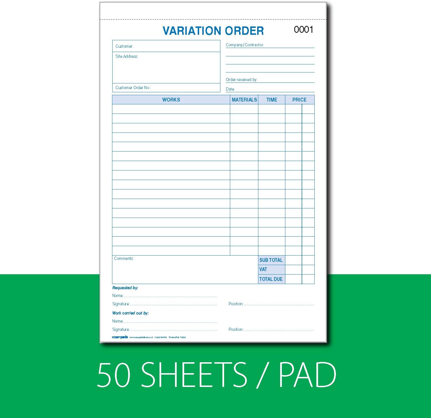 Variation of Order Book for Project Alterations, Ideal for Builders Plumbers, Carpenters - Image 5