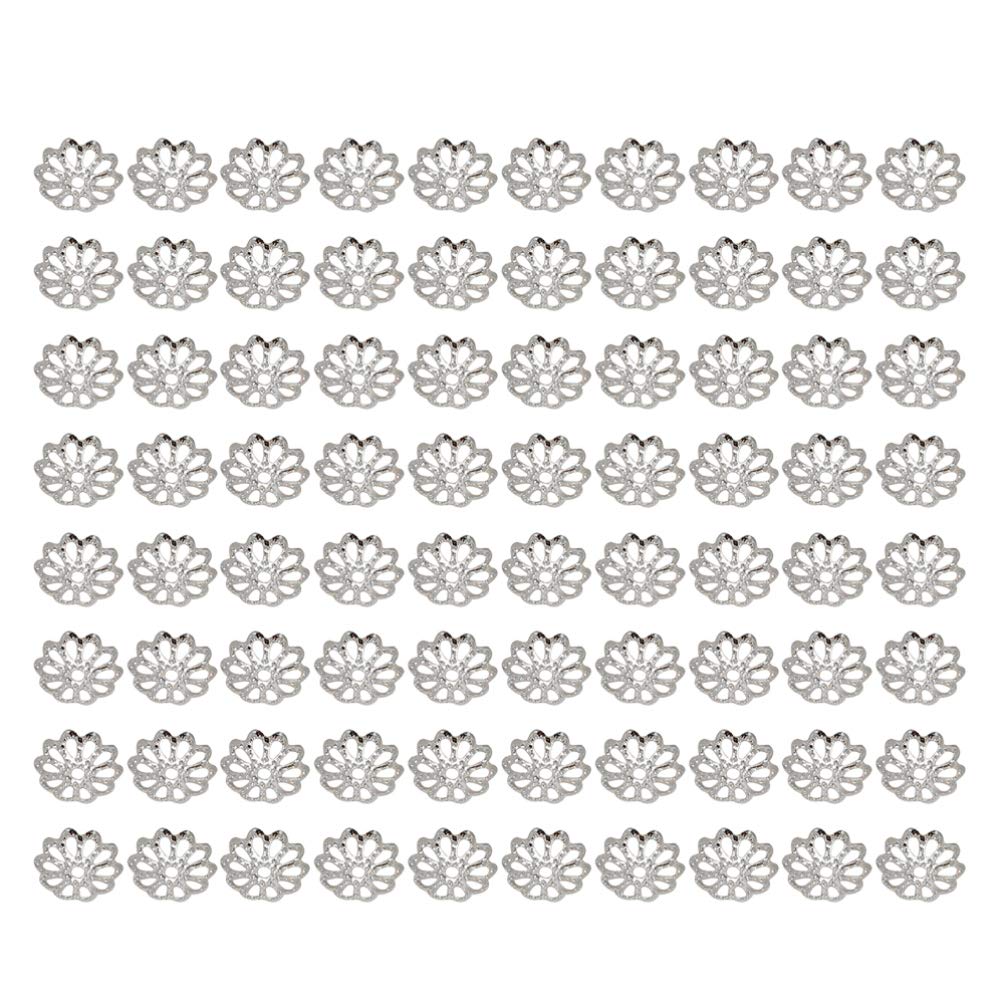 SUPVOX 1000Pcs 7Mm Silver Flower Bead Caps for Jewelry Making Spacer Beads and End Caps for Diy Necklaces Bracelets Anklets Charm Accessories