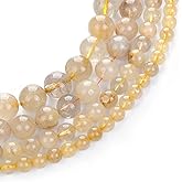8MM Natural Gold Rutilated Quartz Gemstone Beads Gold Rutilated Crystal Round Beads for Jewelry Making DIY Gifts for Family and Friends (8mm, Gold Rutilated Quartz)