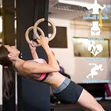 LIFERUN Gymnastics Rings 32mm Wood Rings with Adjustable Nylon Straps Pink view 2