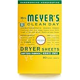 MRS. MEYER'S CLEAN DAY Dryer Sheets, Fabric Softener, Honeysuckle, 80 Count | Adds Freshness to Clothes and Softens Fabric, Reduces Static, Infused with Essential Oils