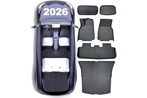 CHIYLE Full Set Floor Mats for New Tesla Model Y 2025 2026 Juniper(Rear with Screen) All Weather Floor Mats(5-seat), Tesla Y Frunk Trunk Mat Rear Cargo Liner,Tesla Model Y Accessories 2026(6 PCS)
