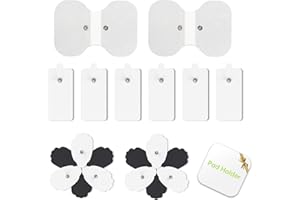 AMZWORLD 20-Pack TENS/EMS Unit Replacement Pads Reuse 40 Times with Butterfly Shape Electrodes Pads, Multi-Size Snap On 3.5MM TENS Unit Pads Compatible with AUVON TENS 7000 Machine(Latex-Free, Non Irritating)