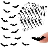 JULMELON 16 Sheets Halloween Bat Stickers, Mini Cute Black Decals for Craft | 1536 Pcs Self Adhesive Vinyl, Halloween Goodie Bags and Envelope Sealing, Easy Peel and Stick, Cute Black Spooky Bats