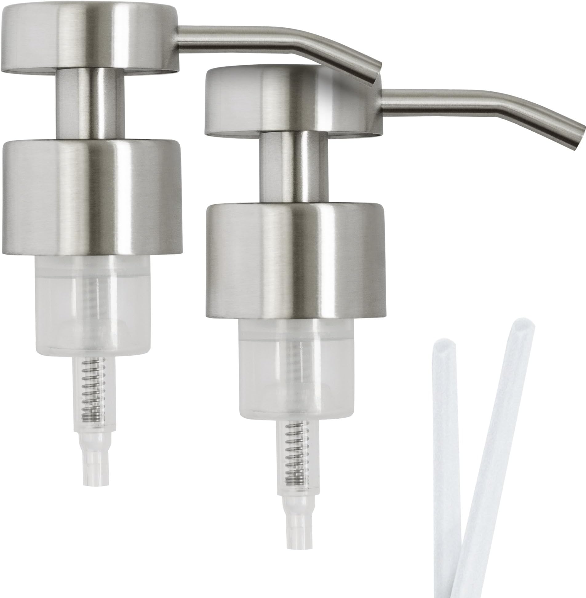 TopHomeStore Premium Stainless Steel Foaming Soap Dispenser Replacement Pumps Bundle for Bottles, Mason Jars and DIY Dispensers, 2 Pieces, Includes 2 Tubes