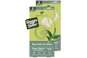 Enviroscent Non-Toxic Air Freshener Refills (Sea Salt & Aloe) Plug-in Air Freshener for Home | Essential Oil Plug In Refills | Home Fragrance Last Over 90 Days | 2 Liquid Less Scent Pod Refills