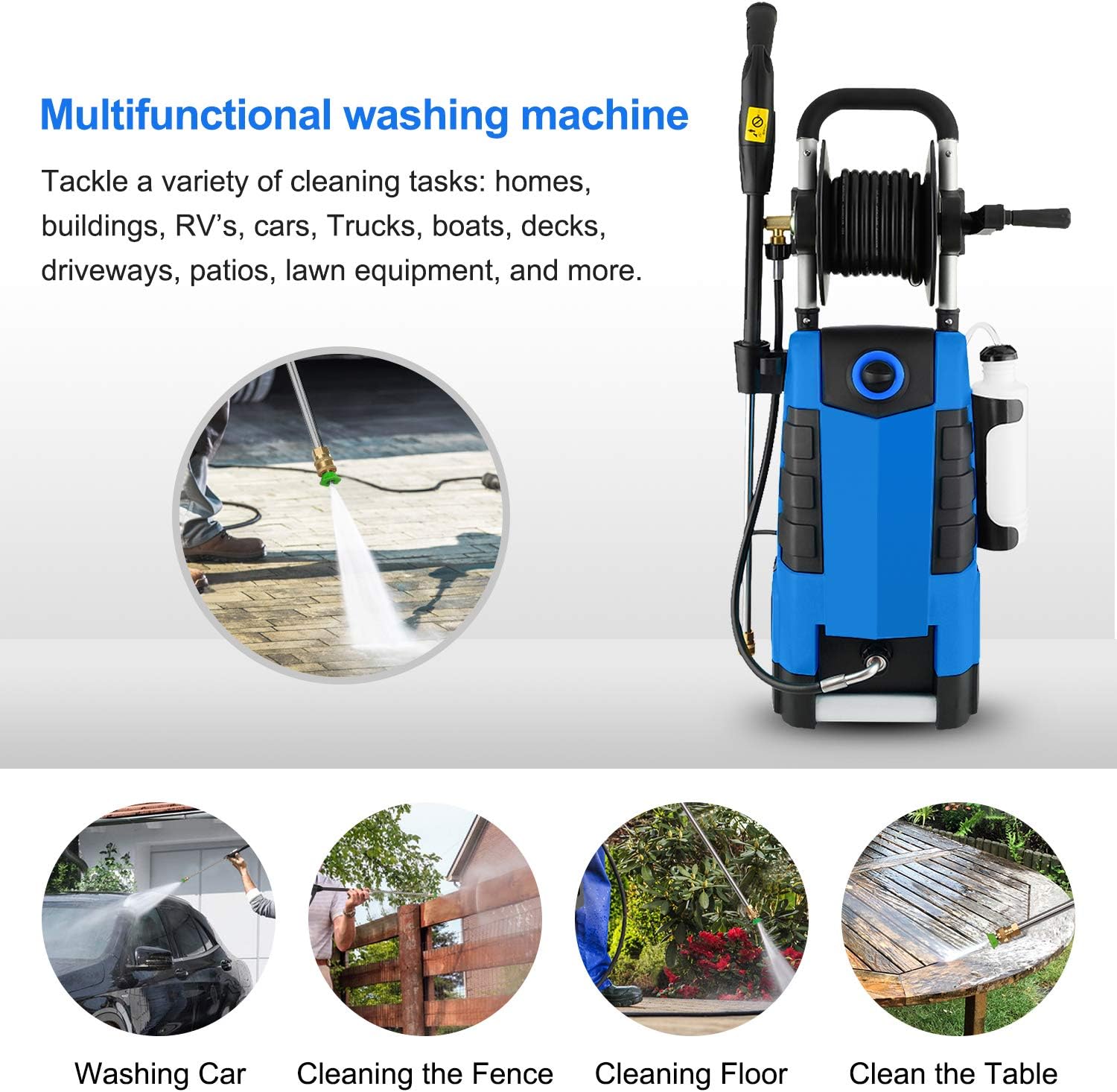 TEANDE 3800PSI Electric Pressure Washer, 3800PSI High Pressure Washer for Cars Fences Patios Garden Cleaning, 2.8GPM 1800W Power Washer : Garden & Outdoor
