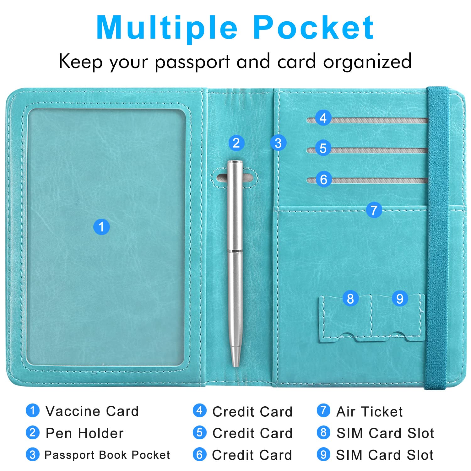 ACdream Passport and Vaccine Card Holder Combo, Cover Case with CDC Vaccination Card Slot, Leather Travel Documents Organizer Protector, with RFID Blocking, for Women and Men,