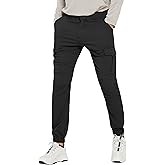PULI Men's Cargo Pants, Tapered Hiking Joggers, 4-Way Stretch Water Resistant Quick Dry Breathable Lightweight 28/30/32/34''