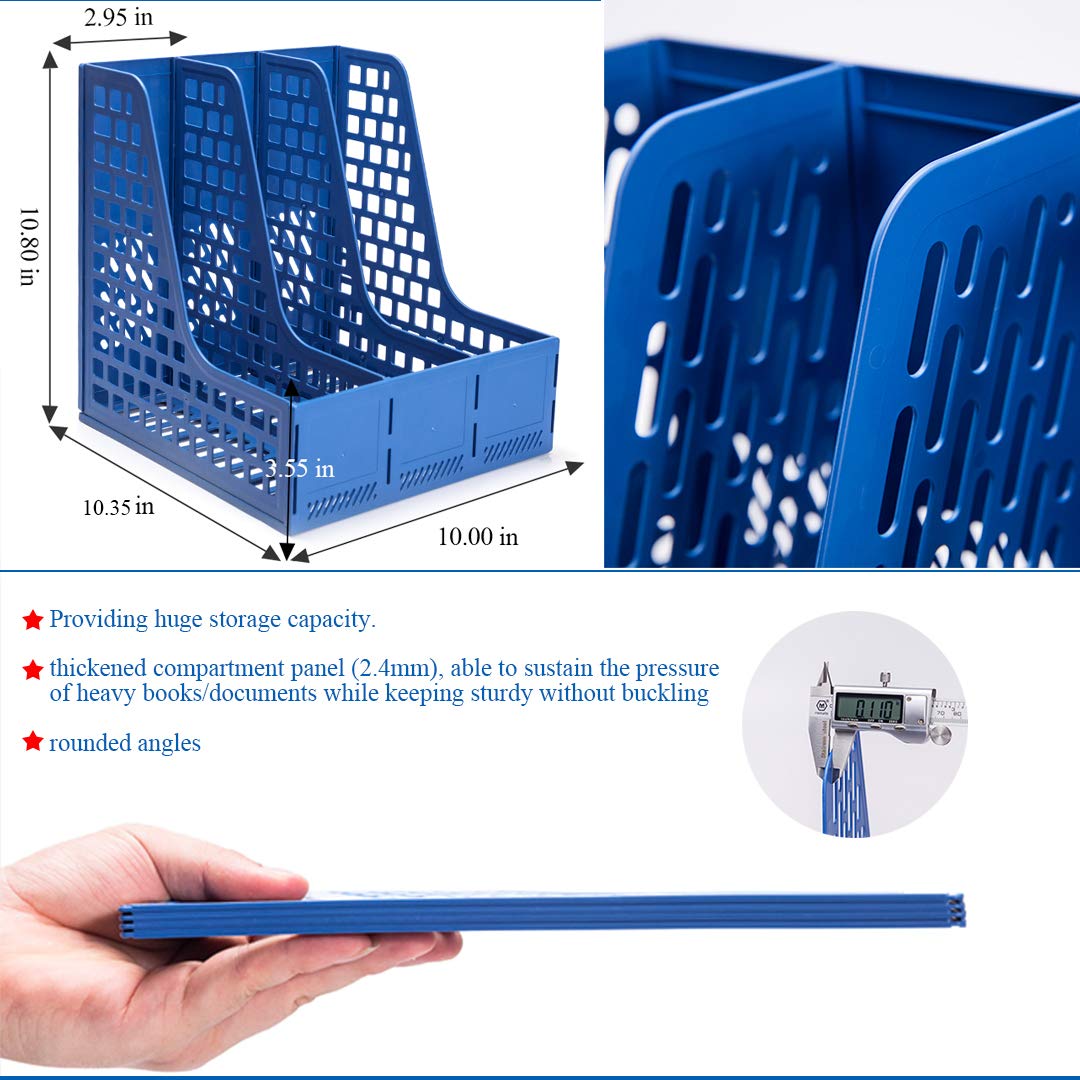 Leven Desk Organizer, Large Space Desktop File Organizer with 3 Vertical Compartments for Office Organization
