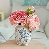 Vintage Blue and White Ceramic Vase, Porcelain Decorative Flower Vase for Centerpiece Living Room Table Shelf Chinoiserie Country Decor