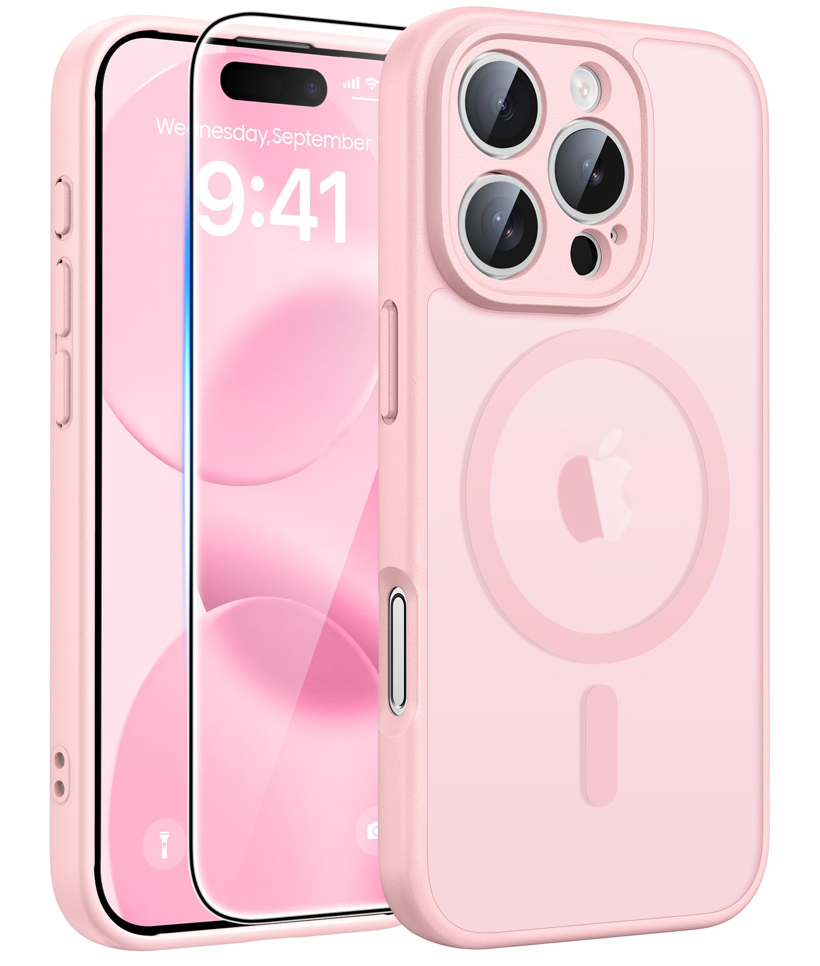 Photo 1 of ***case not pink, ****** FNTCASE for iPhone 16 Pro Max Case: [Compatible with Magsafe] Translucent Matte Cases with [Full Camera Protection] [Screen Protector] Military Grade Shockproof Protective Phone Cover - Light Pink