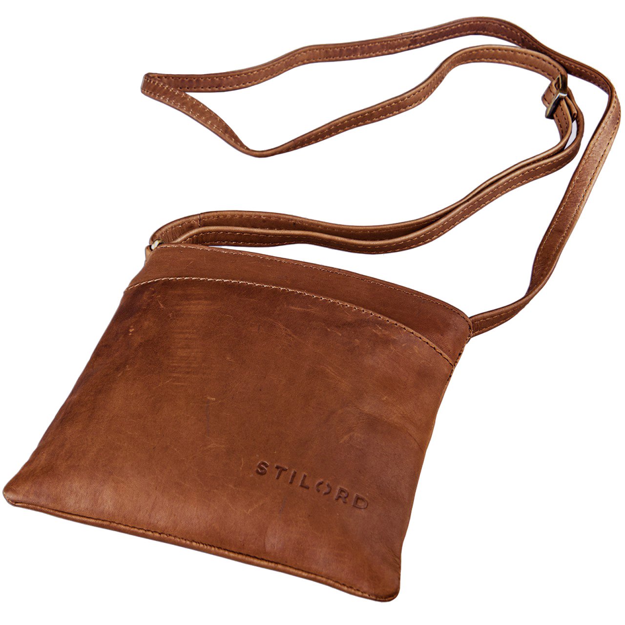 STILORD "Lana" Small and Elegant Shoulder Bag Women Handbag Cross Body Bag Day and Night Woman Genuine Buffalo-Leather Colour:Cognac-Brown