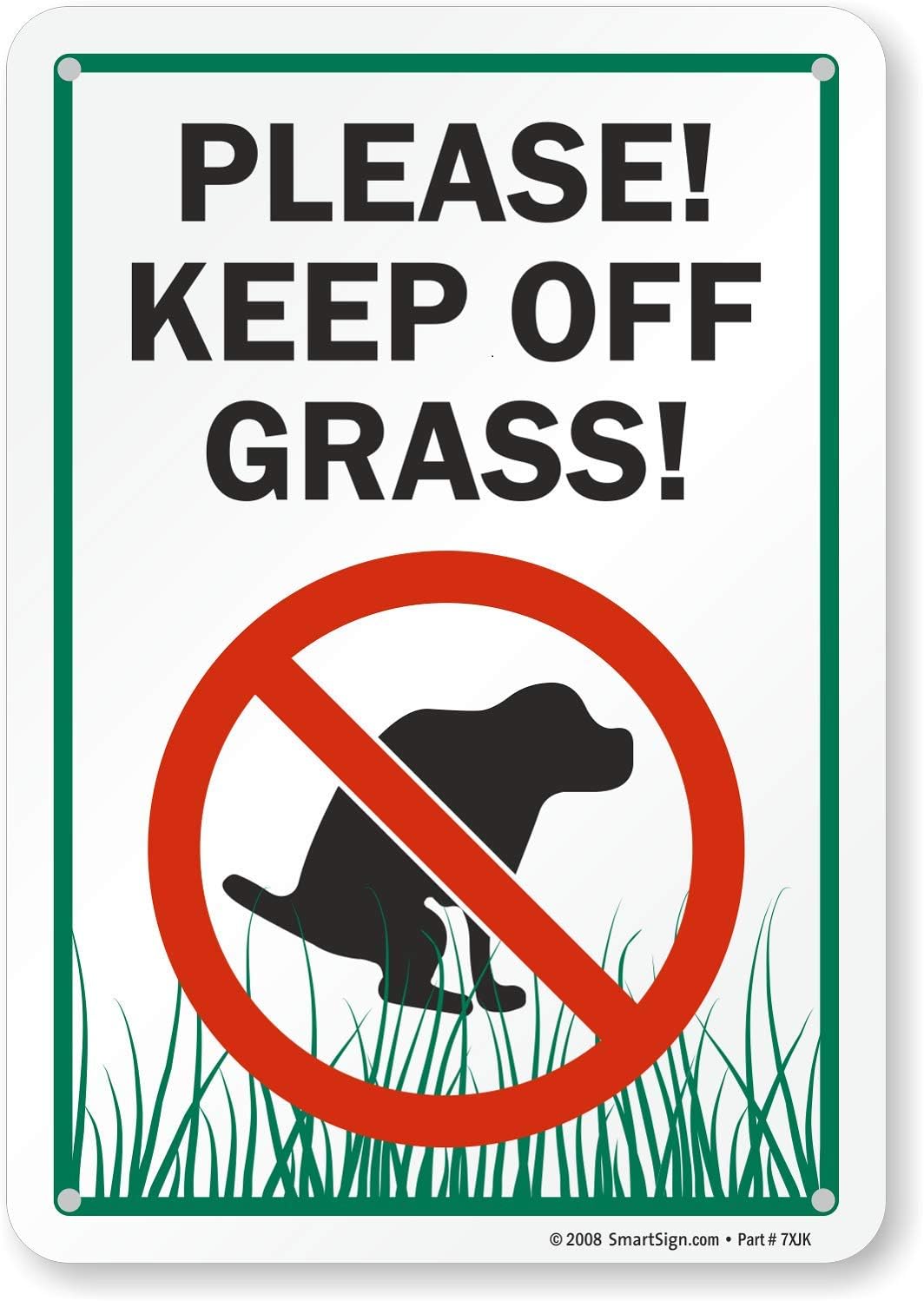 SmartSign S5622PL10 "Please Keep Off Grass!" No Dogs Sign 7" x
