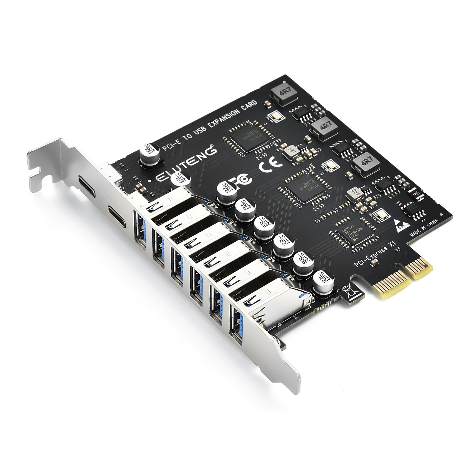 ELUTENG PCIe zu USB 3.2 Gen 2 Karte mit 5 Gbps 8-Port (2 Typ C + 6 x Typ A) Erweiterungskarte, interner Konverter USB3 PCI Express-Karte für Desktop-PC, unterstützt Windows 11/10/8.1/8/7/XP/Vista