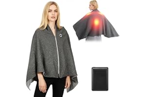 Heated Throw Blanket Battery Operated, Laelr Wearable Heated Shawl Wrap with Zipper, Electric Heating Blanket, Cordless Heate