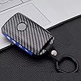 Royalfox(TM) 2/3/4 Button Hard PC Smart Keyless Side Button Remote Key Fob Case Cover for Mazda 3, 3 Hatchback, CX4, CX5, CX8, CX9, CX-30, 6 (Black with Blue)