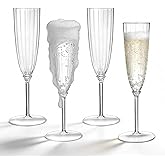 QualQuot 18Pack Clear Plastic Champagne Flutes, 5 OZ Hard Disposable Plastic Champagne Flute, 1-Piece Disposable Champagnes Glasses Ideal for Home, Daily Life, Party, Wedding, Toasting Drinking
