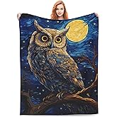 amepay Owl Blanket for Adults Kids Gifts for Owl Lovers Blue Starry Sky Painting Flannel Throw Blankets Soft Comfy Lightweight for Home Decor Couch Bed Sofa 60x50 Inches