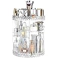 ZHIAI 360 Rotating Makeup Organizer, Large Capacity Cosmetics Organizer for Perfume Holder Organizer Countertop, DIY Adjustable Bathroom Makeup Carousel Holder Rack, Clear Diamond