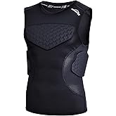 COOLOMG Youth Padded Football Shirt Chest Rib Protector 4-Pad Compression Undershirt Rugby Lacrosse Back Protection