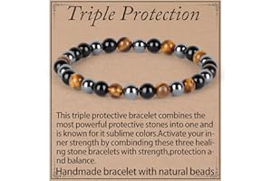 QOGIR Handmade Healing Bracelet, Natural Gem Stone Crystal Elastic Bracelet