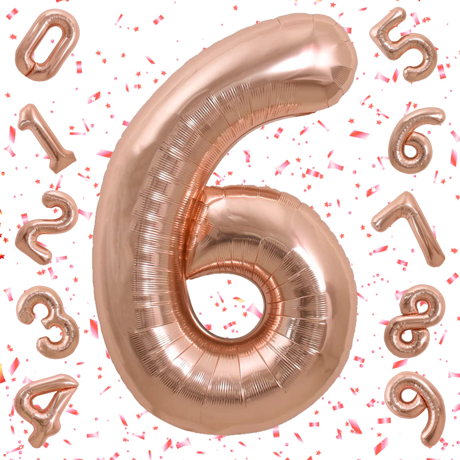 Exgox 数字バルーン ローズゴールド アルミ風船 誕生日 40インチ ナンバー6 ハッピーバースデー 飾り付け 男の子 女の子 ギフト 記念日 お祝い パーティー 結婚式 披露宴 の商品画像