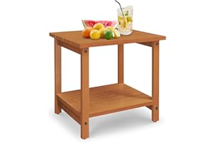 RKVPCNE Outdoor Side Table Patio Side Tables for Outside, Small Patio Table Square End Table for Patio Backyard, Pool, Indoor Companion Wood Weather Resistant，Brown