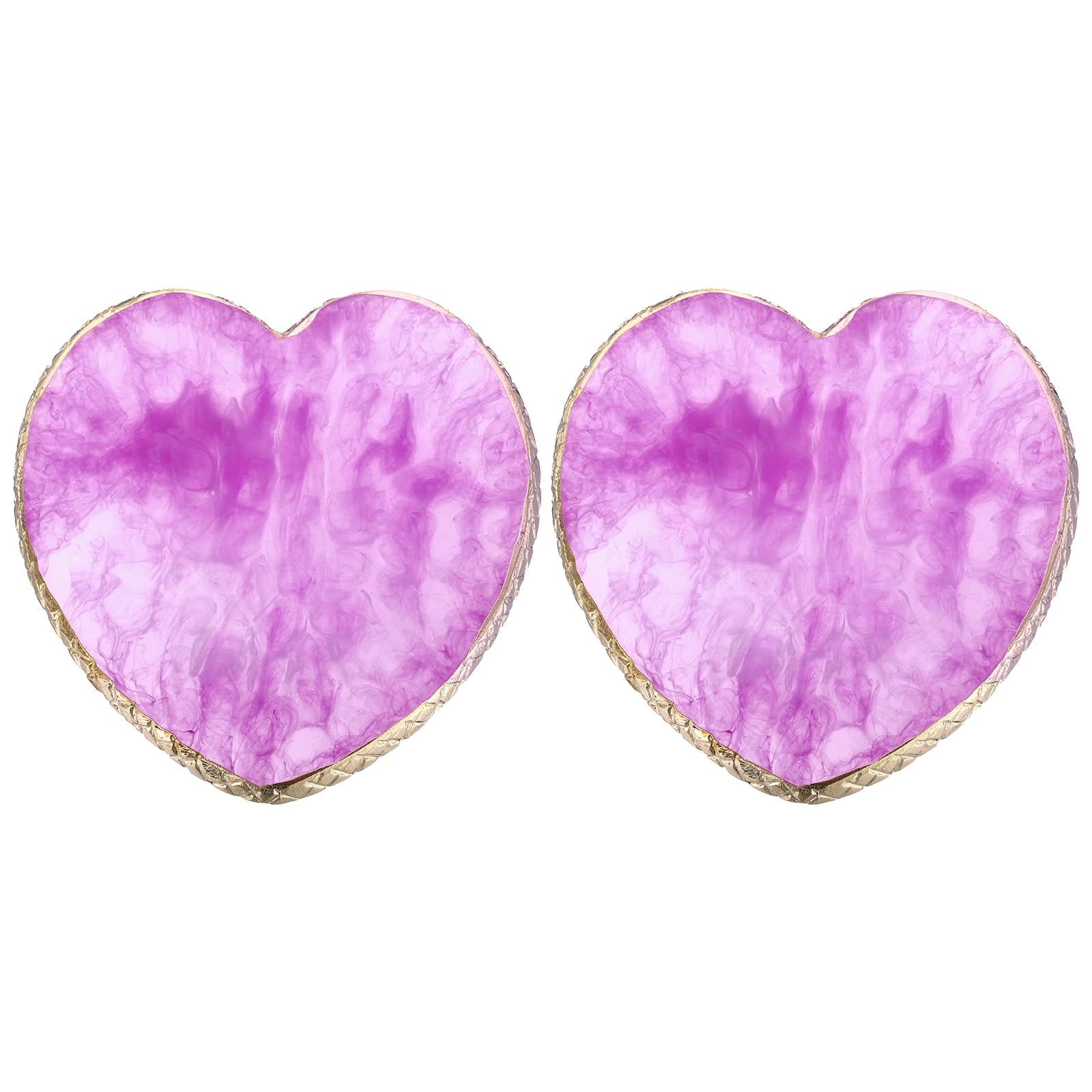 PATIKIL Resin Nail Art Palette, 2 Pack Nail Polish Mixing Palette Heart Shaped Gel Makeup Display Board Pallet Painting Tray Drawing Color Dish Holder, Purple
