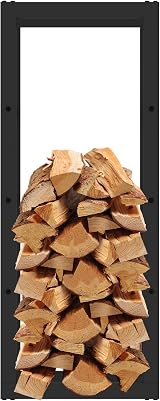 AMOS Metal Firewood Log Rack Stand 100x25x40CM Black Indoor Outdoor view 3