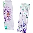 CARUILI Carseat Strap Covers for Babies, Soft Seatbelt Covers for Kids, Reversible Baby Car Seat Strap Covers, Size: 6.5 x 6.5 inch, for Baby Car Seat, Stroller, Swing, High Chair, Purple Flower