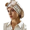 LILYSILK 100% 22MM Pure Mulberry Silk Sleep Cap Womens Natural Silk Bonnet for Sleeping and Hair Care Night Hair Wrap Shower Cap with Long Elastic Band for Stay On Gravel Gold