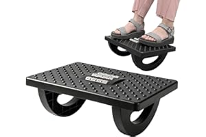 BYMECOST Foot Rest Under Desk at Work, Rocking Foot Nursing Stool, Ergonomic Desk Footrest with Roller Massage for Pressure Relief, Rocker Balance Board Comfortable Leg Rest for Office & Home (Black)