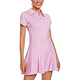 LURANEE Athletic Dress for Women Petal Short Sleeve Tennis Dresses with Shorts and Pockets Flowy Golf Outfits