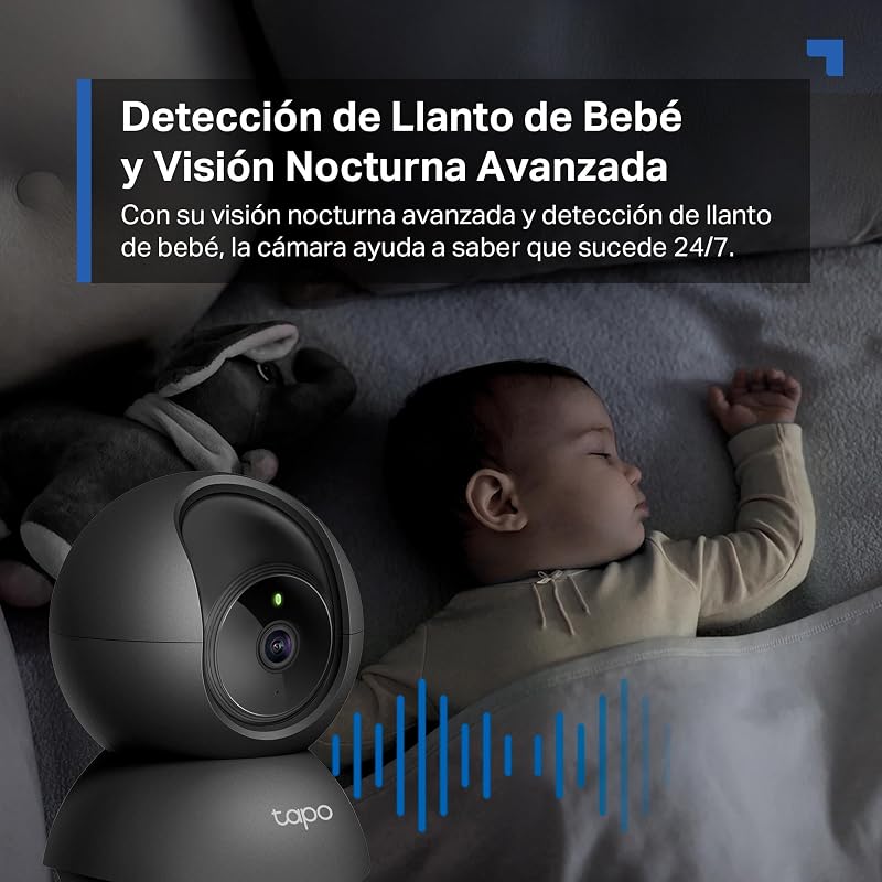 Tapo c201 - câmera wifi interna fhd, câmera de vídeo de vigilância, visão noturna, visão 360°, áudio bidirecional, detecção de movimento e notificações, alarme acústico e luminoso integrado,