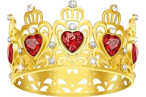 JITINX Cake Crown, Princess Little Crown Heart shaped Diamond Crown, Flower Bouquet Accessories Crowns, Mini Crown, Birthday Cake Baking Decoration Paper Cup Cake Decoration (Mini Gold Red)