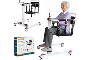 Eosprim Patient Lift Transfer Chair, Wheelchair to Car Transfer Devices, Shower Lift Aids for Elderly,Lightweight Foldable with Cushion - Patient with Padded backrest