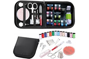 SHANDERBAR Sewing Kit with Case, Portable Needle and Thread Kit with Sewing Supplies and Accessories, Ideal for Adults,Beginners,Travelers,Home,Emergency, Includs Scissors,Measure Tape,Needle Threader and More