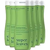 ATTITUDE Nourishing Hair Shampoo, EWG Verified, For Dry and Damaged Hair, Naturally Derived Ingredients, Vegan and Plant Based, Grapeseed Oil and Olive Leaves, 16 Fl Oz (Pack of 6)