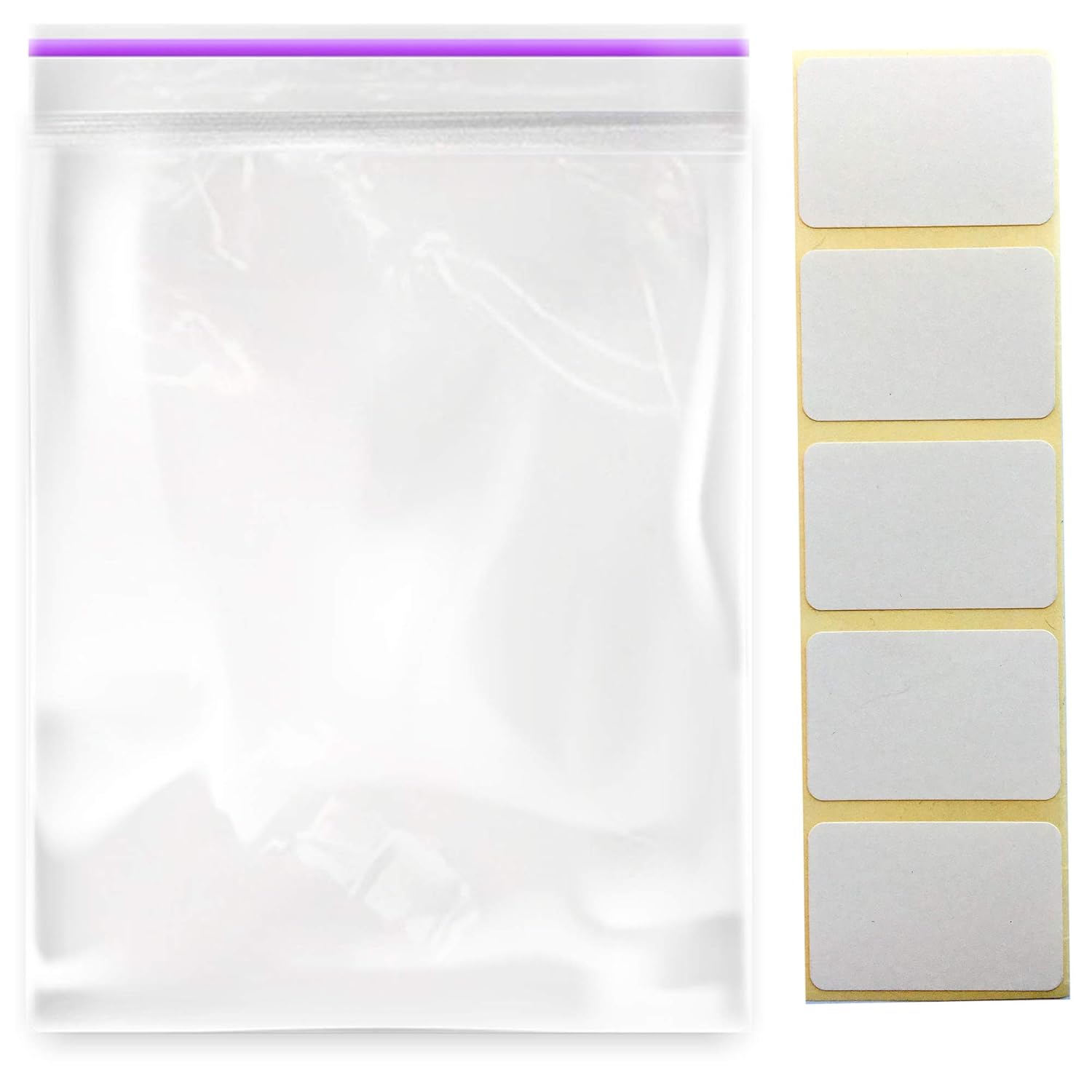 2" x 3" (100 Pcs) Small Ziplock Bags with 100 Pcs Stickers